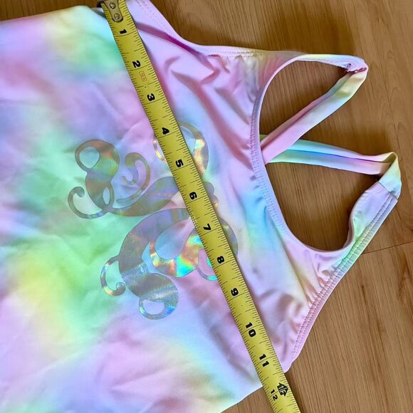 Juicy Couture coloured stripes & foil spot Piping Hot swimsuit Kid Size 12 - Picture 4 of 8